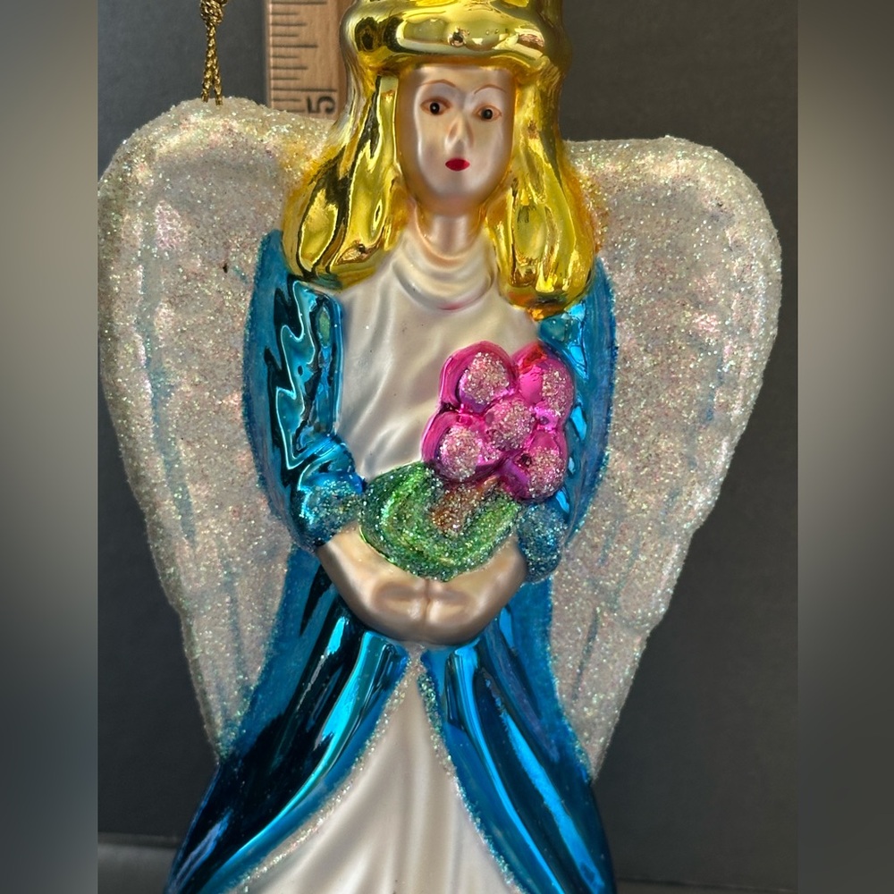 Christmas Blown Glass Angel Ornament